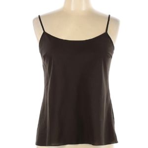 Silk Blend Cami Top Donna Karan Brown Stretch Designer Minimalist Camisole DKNY